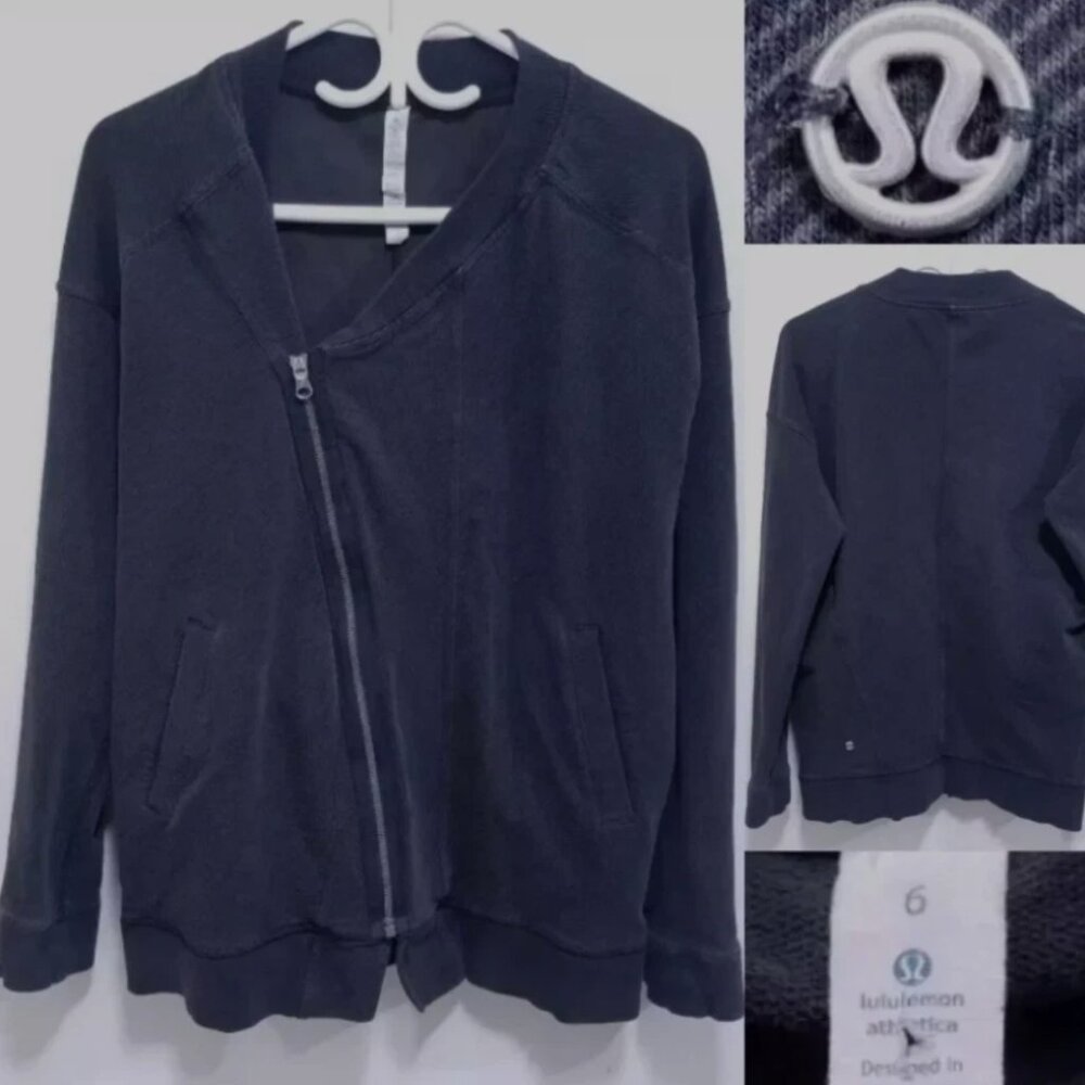 Lululemon Mula Bundle Wrap Jacket 6 Small Telemark Black Print Striped Gray